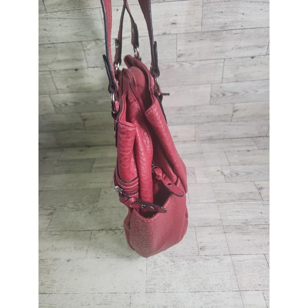 Rosetti New York Purse Shoulder Bag Handbag Faux Leather Vinyl Red Maroon Pebble